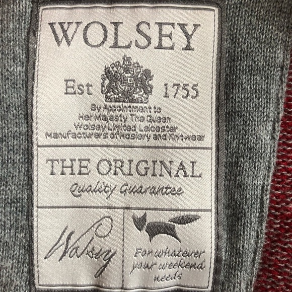Wolsey Men's Wool Mottled Red Quarterzip Sweater Medium - Picture 8 of 12